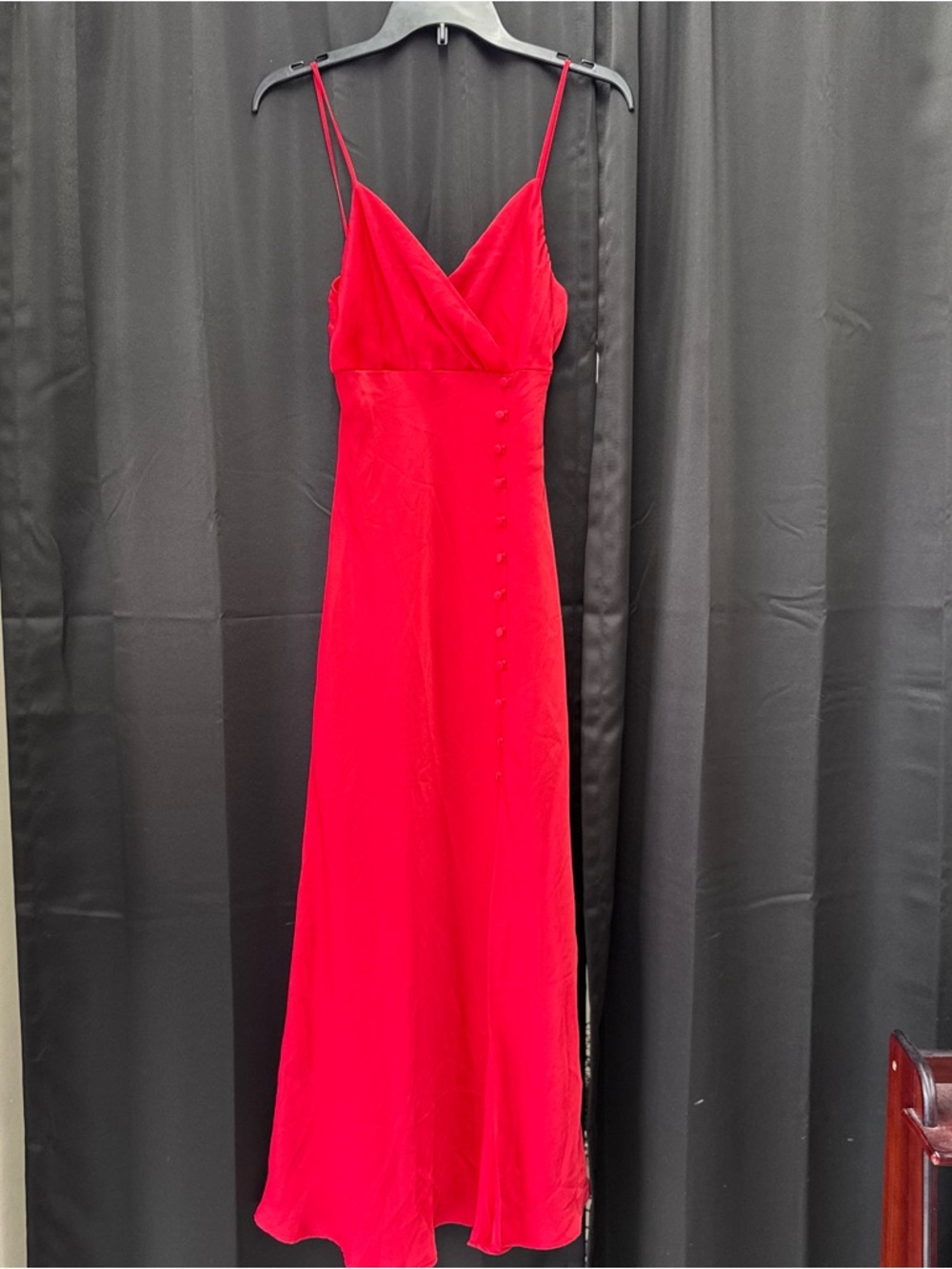 Zara Red Maxi Slip Dress with Spaghetti Straps